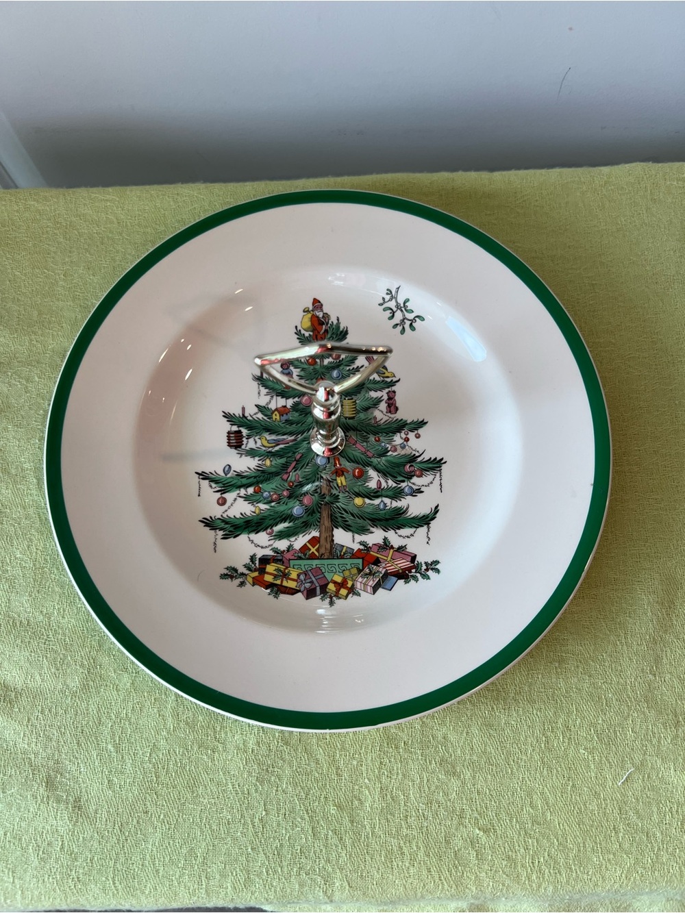 Spode Christmas Tree Cookie Platter - White and Green